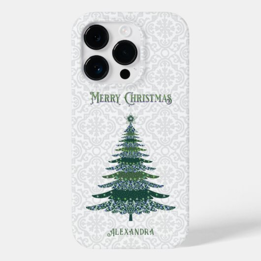 Elegant kerstboom White Green, speciaal gepersonal Case-Mate iPhone Case (Achterkant)