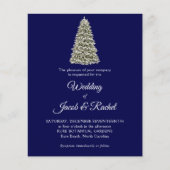 Elegant kerstboomblauw budget Weddenschap uitnodig (Voorkant)
