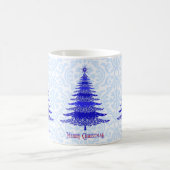 Elegant kerstboomblauw Gepersonaliseerd Snowflake Koffiemok (Center)