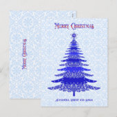 Elegant kerstboomblauw op maat feestdagenkaart (Voorkant / Achterkant)