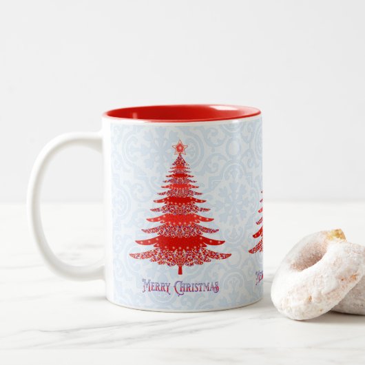 Elegant kerstboomblauw tweekleurige koffiemok (Met donut)