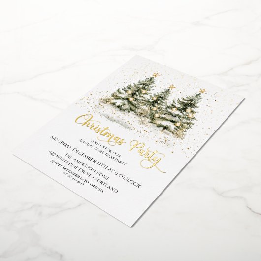 Elegant kerstboomfeest folie uitnodiging (Gedraaid)