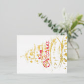 Elegant kerstboomfeest folie uitnodiging briefkaart (Staand Voorkant)