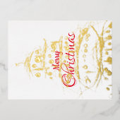 Elegant kerstboomfeest folie uitnodiging briefkaart (Voorkant)