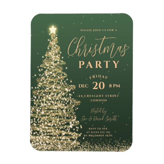 Elegant kerstboomfeest Green Holiday Invite Magneet (Verticaal)