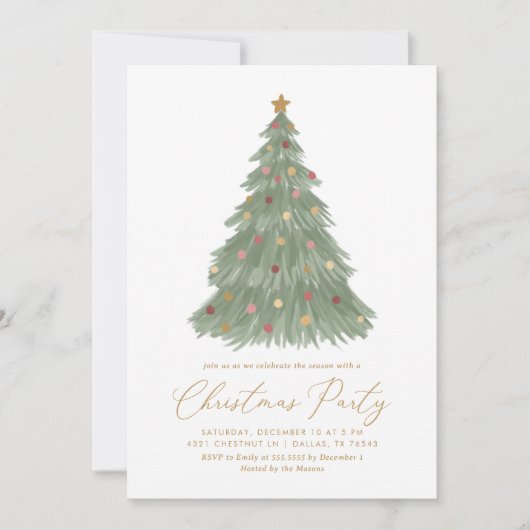 Elegant kerstboomfeest kaart (Voorkant)