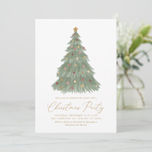 Elegant kerstboomfeest kaart (Staand voorkant)