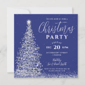 Elegant kerstboomfeest Silver Navy Holiday Kaart (Voorkant)