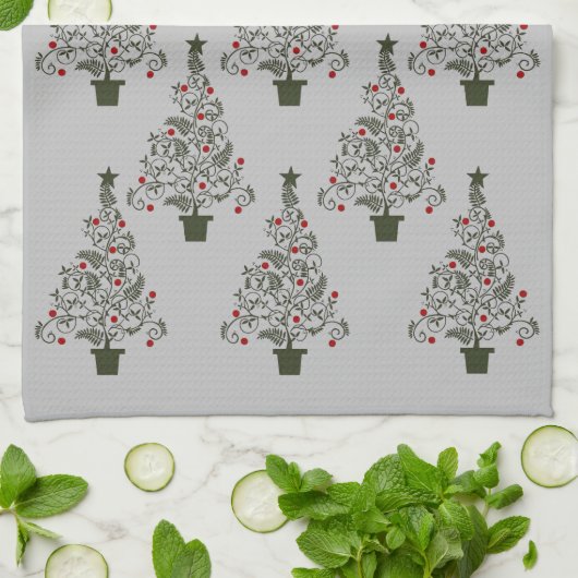 Elegant kerstboomkeuken theedoek (Gevouwen)