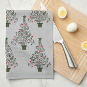Elegant kerstboomkeuken theedoek (Quarter Fold)