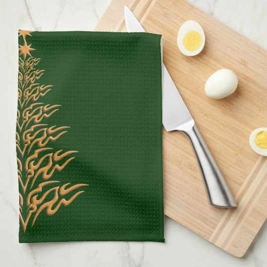 Elegant kerstboomkeuken theedoek (Quarter Fold)