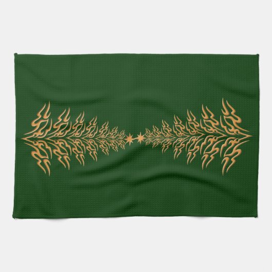 Elegant kerstboomkeuken theedoek (Horizontaal)