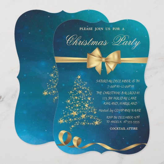 Elegant kerstboomkraag kaart (Voorkant / Achterkant)