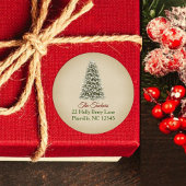 Elegant kerstboomkraft Paper Return Address Ronde Sticker