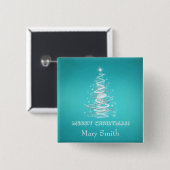 Elegant kerstboomnaam Blauw Aangepast Vierkante Button 5,1 Cm (Voorkant /achterkant)