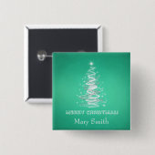 Elegant kerstboomnaam Groen Aangepast Vierkante Button 5,1 Cm (Voorkant /achterkant)