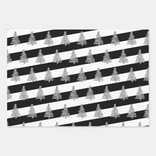 Elegant kerstboompatroon gestript inpakpapier vel (Voorkant 3)