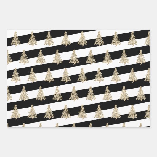Elegant kerstboompatroon gestript inpakpapier vel (Voorkant 2)