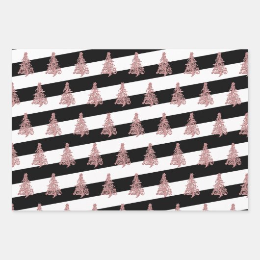 Elegant kerstboompatroon gestript inpakpapier vel (Voorkant)