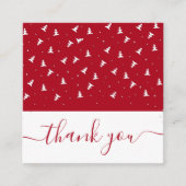 Elegant kerstboompatroon rood Dank je sneeuw Vierkante Visitekaartje (Voorkant)