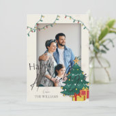 Elegant kerstboomster Prettige feestdagen Kaart (Staand voorkant)