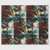 Elegant kerstboomversieringen cadeaupapier (Vlak)