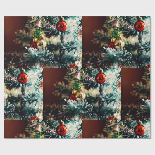 Elegant kerstboomversieringen cadeaupapier (Vlak)