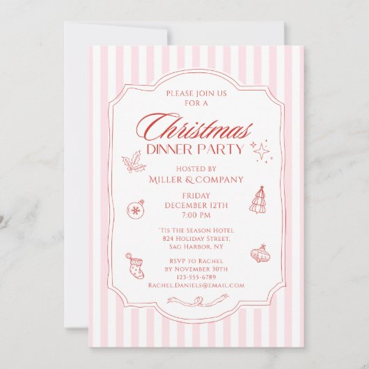 Elegant Kerstborrel Bedrijfsfeest Kaart (Voorkant)