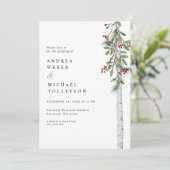 Elegant kerstbruiloft Burgundy Greenery Kaart (Staand voorkant)