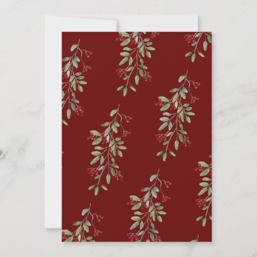 Elegant kerstbruiloft Burgundy Greenery Kaart (Achterkant)