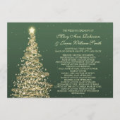 Elegant kerstbruiloft Green Gold Programmakaart (Voorkant)