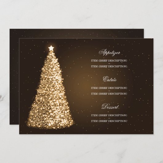 Elegant kerstbruiloft menu Gold (Voorkant / Achterkant)