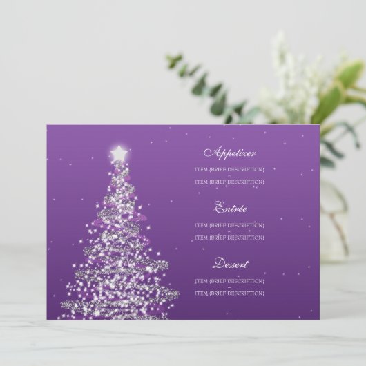 Elegant Kerstbruiloft Menu Paars (Staand voorkant)