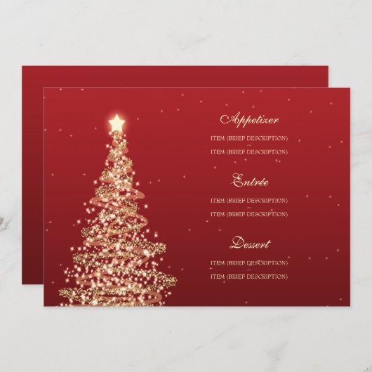 Elegant kerstbruiloft Menu Red Gold (Voorkant / Achterkant)