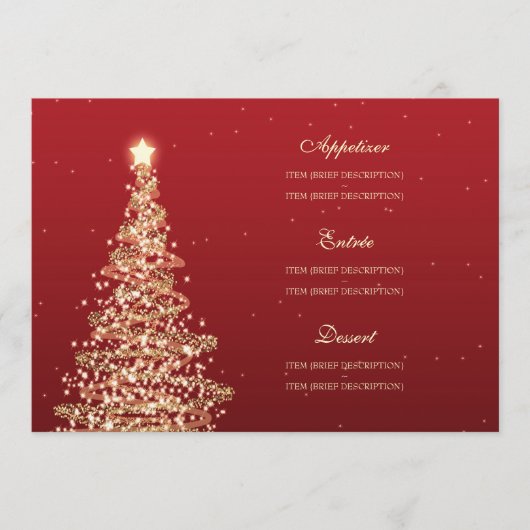 Elegant kerstbruiloft Menu Red Gold (Voorkant)
