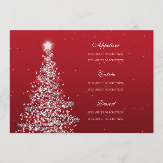 Elegant kerstbruiloft Menu Red Silver (Voorkant)