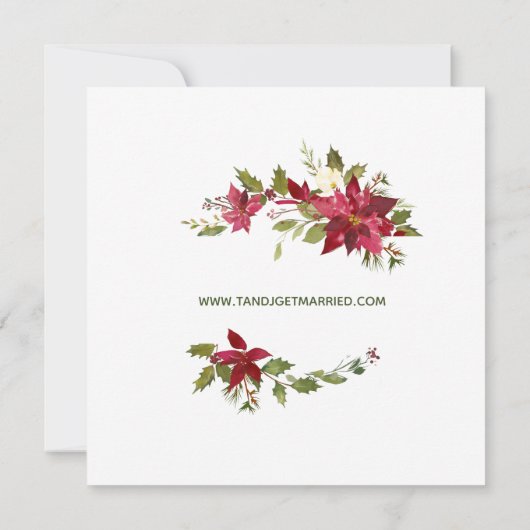 Elegant kerstbruiloft Poinsettia Floral Winter Kaart (Achterkant)