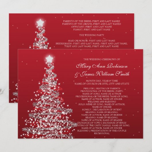 Elegant kerstbruiloft Red Silver Kaart (Voorkant / Achterkant)