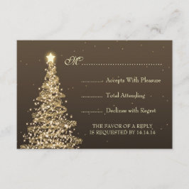 Elegant kerstbruiloft RSVP Gold Brown Kaartje