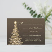 Elegant kerstbruiloft RSVP Gold Brown Kaartje (Staand voorkant)