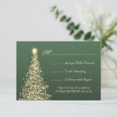 Elegant kerstbruiloft RSVP Gold Green (Staand voorkant)