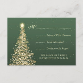 Elegant kerstbruiloft RSVP Gold Green Kaartje