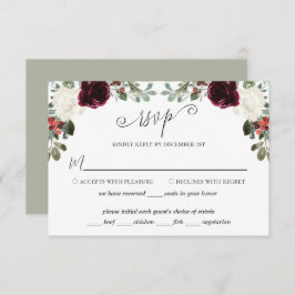 Elegant kerstbruiloft RSVP kaartje