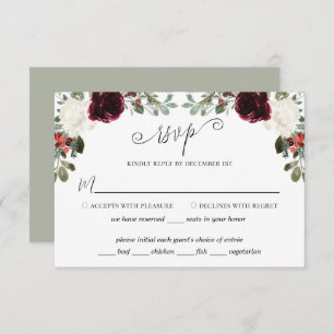 Elegant kerstbruiloft RSVP kaartje