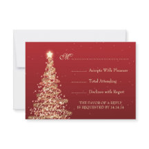 Elegant kerstbruiloft RSVP Red