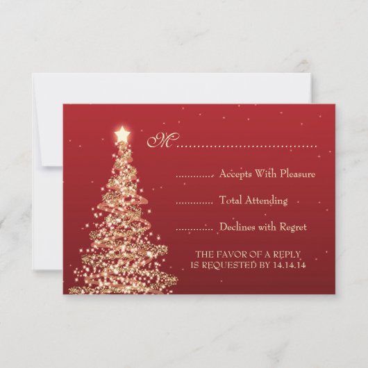 Elegant kerstbruiloft RSVP Red Kaartje (Voorkant)