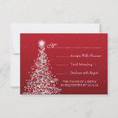 Elegant kerstbruiloft RSVP Red Silver (Voorkant)