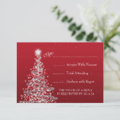 Elegant kerstbruiloft RSVP Red Silver (Staand voorkant)