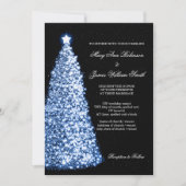 Elegant kerstbruiloft Sparkle Blue Kaart (Voorkant)