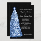 Elegant kerstbruiloft Sparkle Blue Kaart (Voorkant / Achterkant)